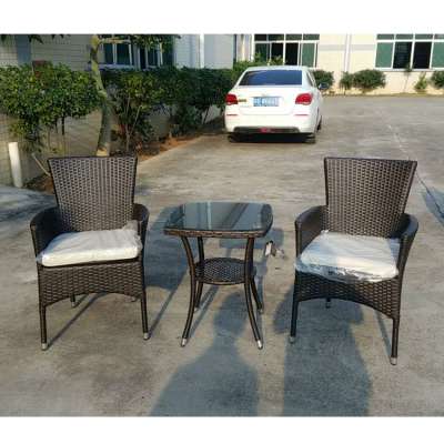 outdoor furniture rattan 3 piece garden chairs and table set