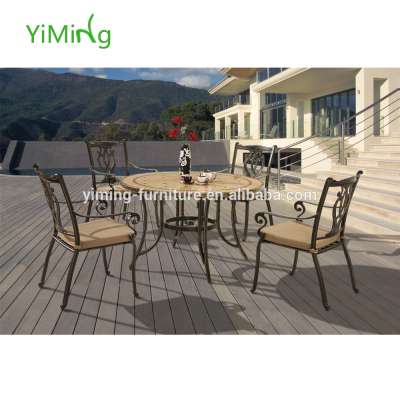 Most Popular Round marble top outdoor used cast aluminium dining set