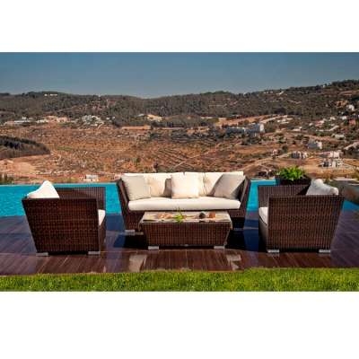 rattan garden furniture set 4 piece garden sofa and table